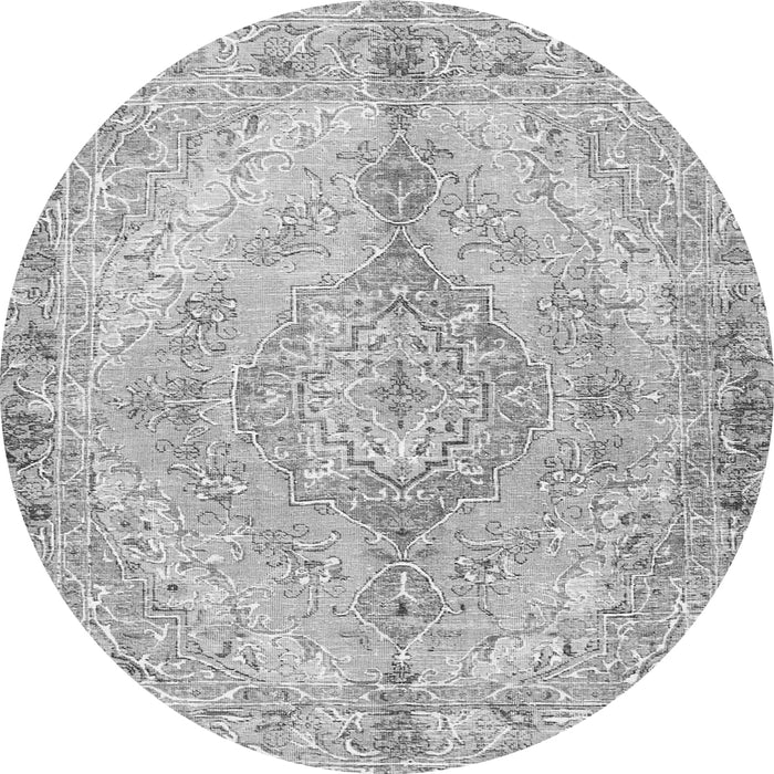 Machine Washable Medallion Gray Traditional Rug, wshtr4346gry