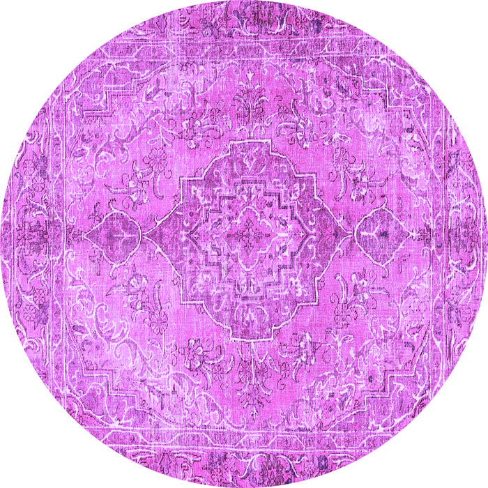 Round Medallion Purple Traditional Rug, tr4346pur