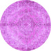 Round Medallion Purple Traditional Rug, tr4346pur