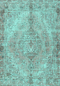 Medallion Turquoise Traditional Rug, tr4346turq