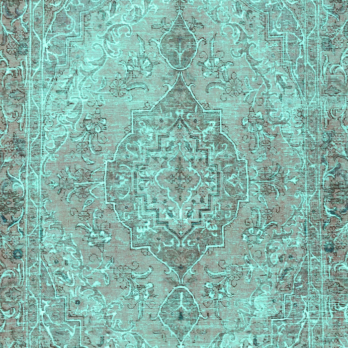 Machine Washable Medallion Turquoise Traditional Area Rugs, wshtr4346turq
