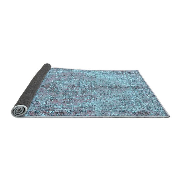Sideview of Medallion Light Blue Traditional Rug, tr4346lblu