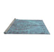 Sideview of Machine Washable Medallion Light Blue Traditional Rug, wshtr4346lblu