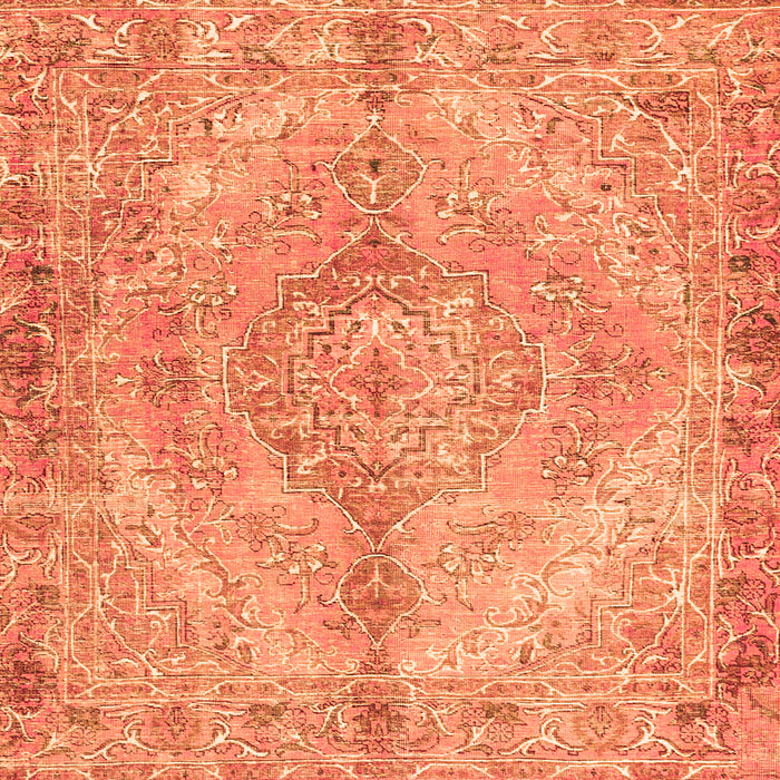 Serging Thickness of Medallion Orange Traditional Rug, tr4346org