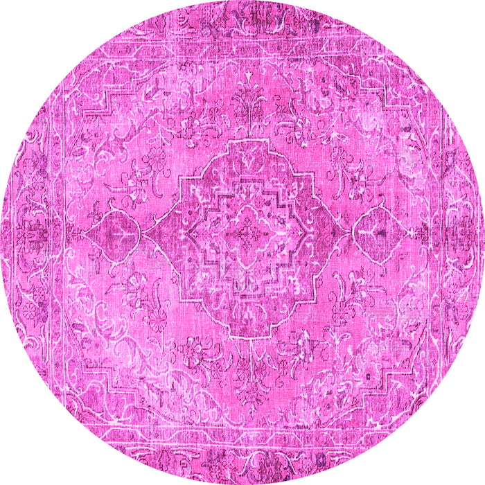 Round Medallion Pink Traditional Rug, tr4346pnk