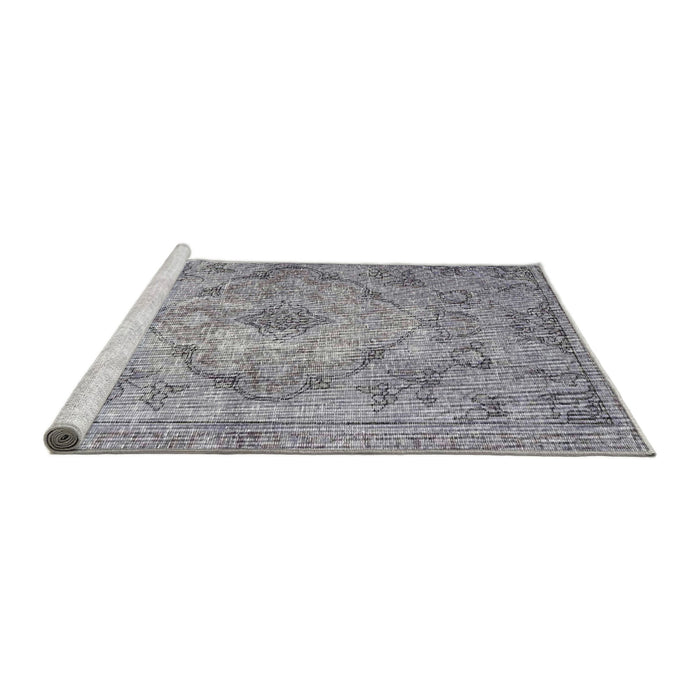 Sideview of Machine Washable Traditional Grey Gray Rug, wshtr4347