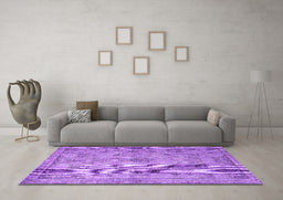 Machine Washable Persian Purple Traditional Area Rugs in a Living Room, wshtr4347pur