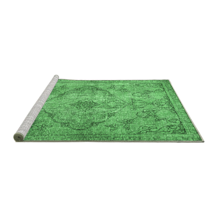 Sideview of Machine Washable Persian Emerald Green Traditional Area Rugs, wshtr4347emgrn