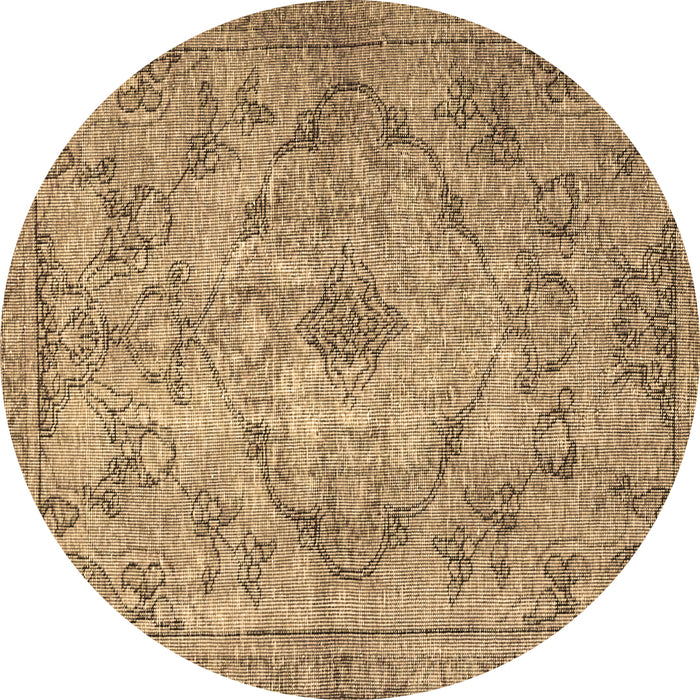 Round Persian Brown Traditional Rug, tr4347brn