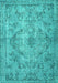 Machine Washable Persian Turquoise Traditional Area Rugs, wshtr4347turq