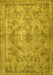 Machine Washable Persian Yellow Traditional Rug, wshtr4347yw