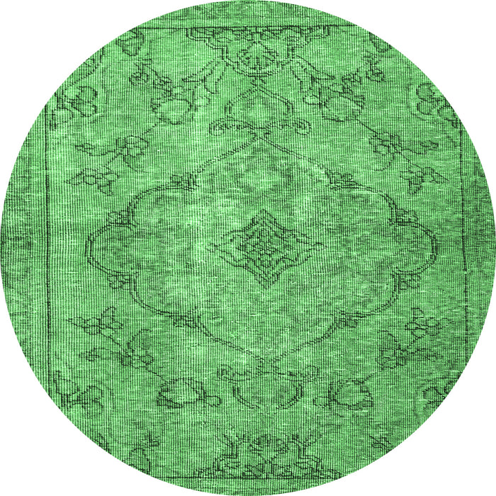 Round Persian Emerald Green Traditional Rug, tr4347emgrn