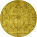 Round Persian Yellow Traditional Rug, tr4347yw