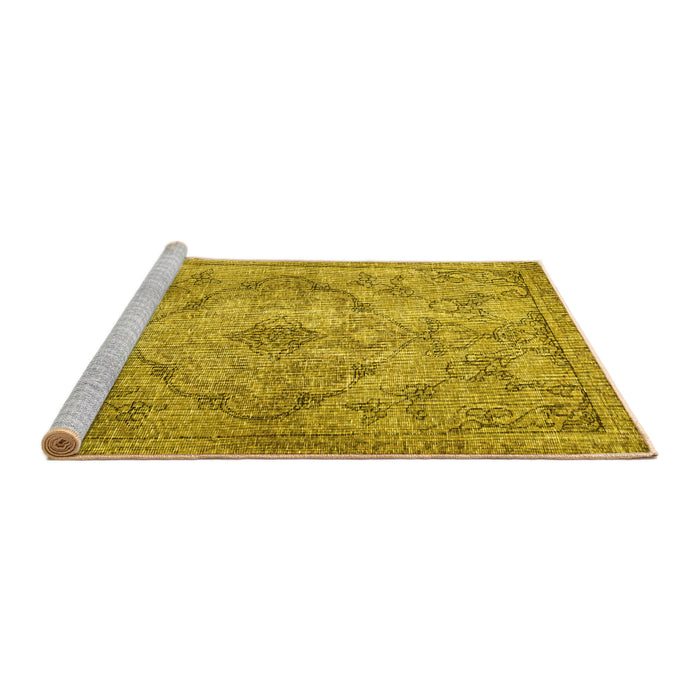 Sideview of Machine Washable Persian Yellow Traditional Rug, wshtr4347yw