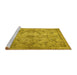 Sideview of Machine Washable Persian Yellow Traditional Rug, wshtr4347yw