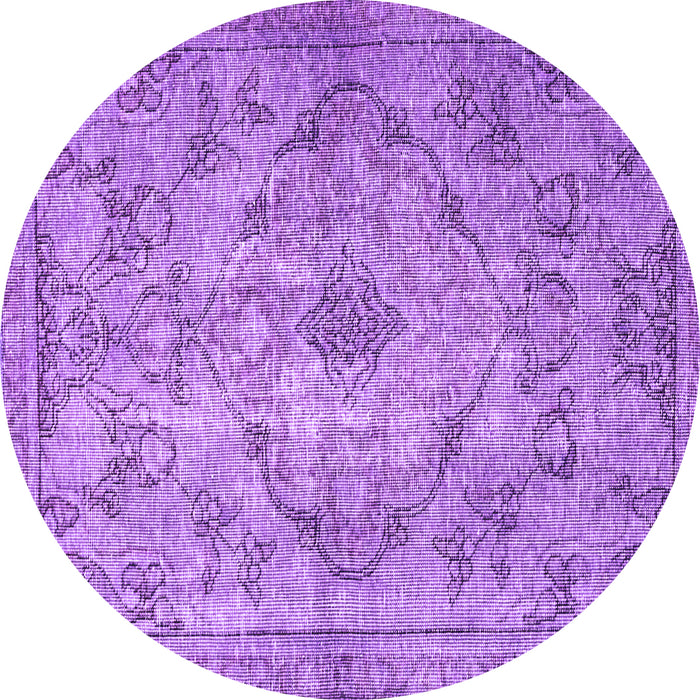 Round Machine Washable Persian Purple Traditional Area Rugs, wshtr4347pur