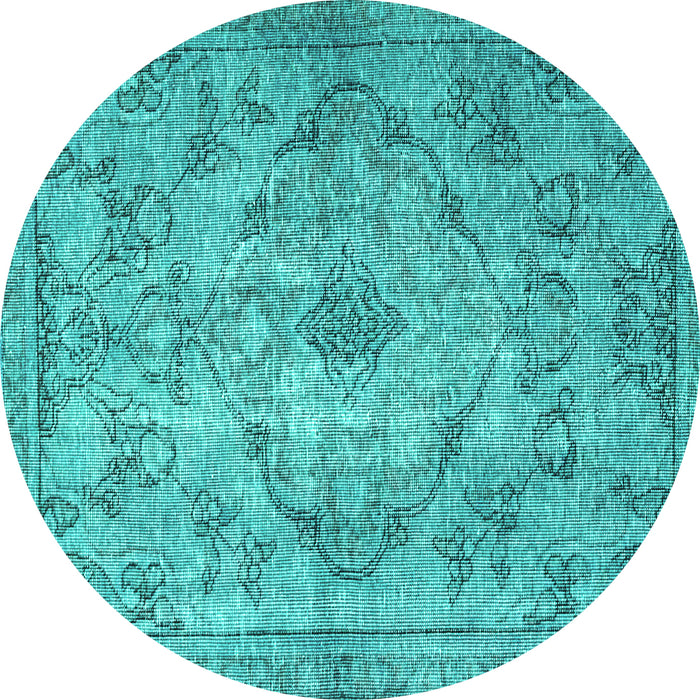 Round Machine Washable Persian Turquoise Traditional Area Rugs, wshtr4347turq