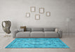 Machine Washable Persian Light Blue Traditional Rug in a Living Room, wshtr4347lblu