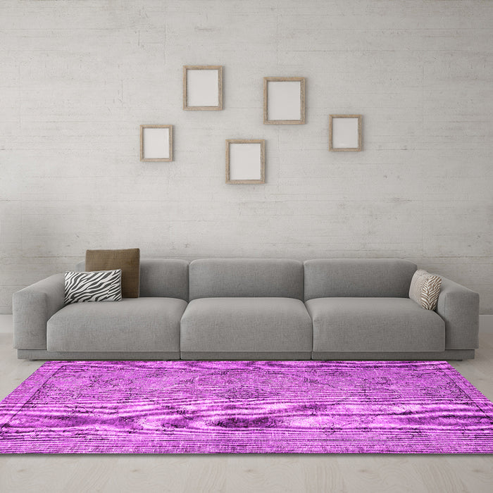Machine Washable Persian Pink Traditional Rug in a Living Room, wshtr4347pnk