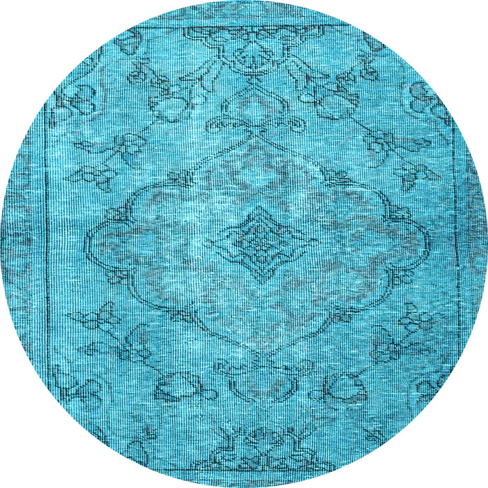 Round Machine Washable Persian Light Blue Traditional Rug, wshtr4347lblu