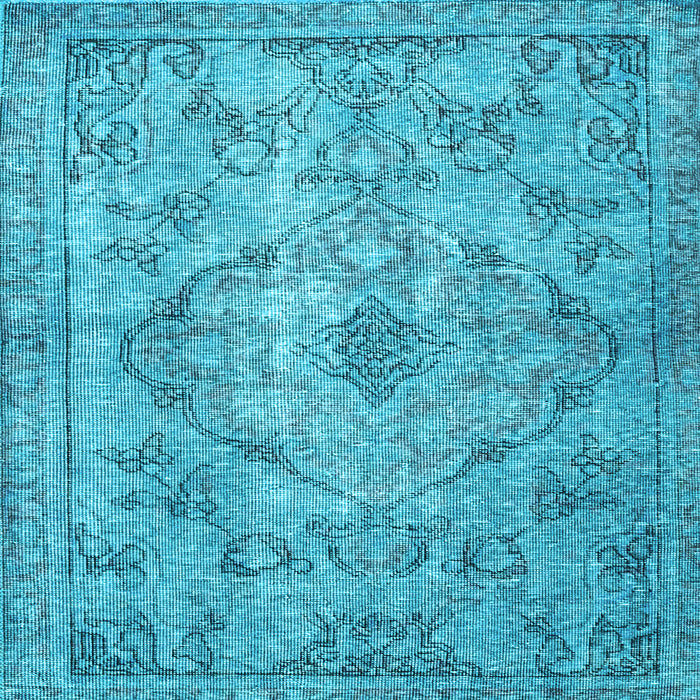 Square Machine Washable Persian Light Blue Traditional Rug, wshtr4347lblu