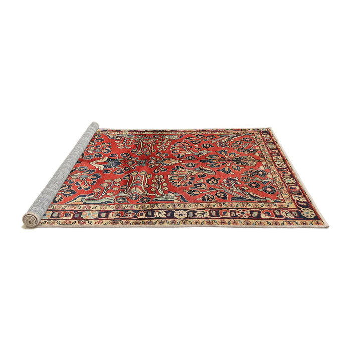 Sideview of Machine Washable Traditional Tomato Red Rug, wshtr4348