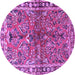 Round Machine Washable Persian Purple Traditional Area Rugs, wshtr4348pur