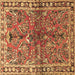 Square Persian Brown Traditional Rug, tr4348brn