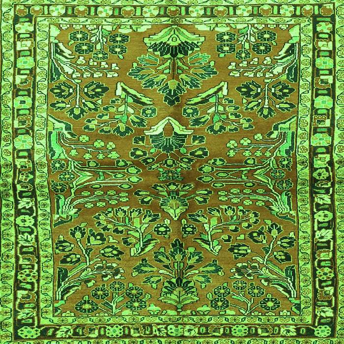 Round Machine Washable Persian Green Traditional Area Rugs, wshtr4348grn