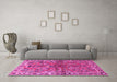 Machine Washable Persian Pink Traditional Rug in a Living Room, wshtr4348pnk