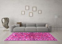 Machine Washable Persian Pink Traditional Rug, wshtr4348pnk