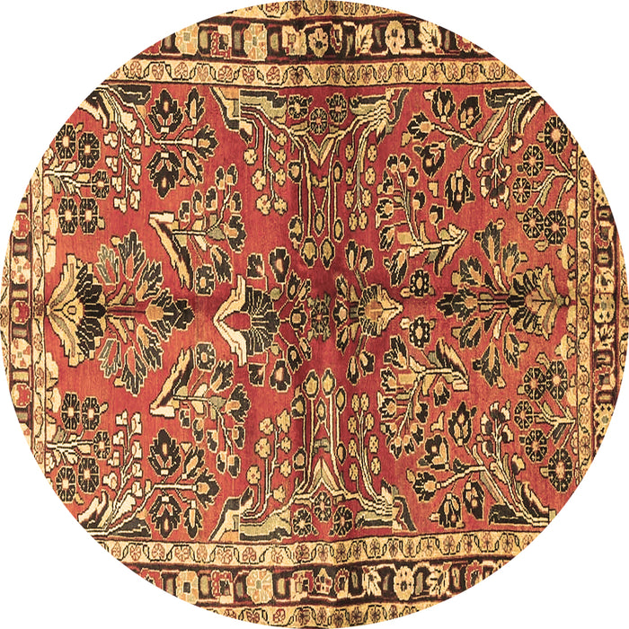 Round Persian Brown Traditional Rug, tr4348brn