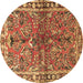 Round Persian Brown Traditional Rug, tr4348brn