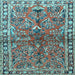 Square Machine Washable Persian Light Blue Traditional Rug, wshtr4348lblu