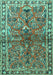 Machine Washable Persian Turquoise Traditional Area Rugs, wshtr4348turq