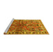 Sideview of Machine Washable Persian Yellow Traditional Rug, wshtr4348yw