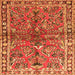 Round Machine Washable Persian Orange Traditional Area Rugs, wshtr4348org