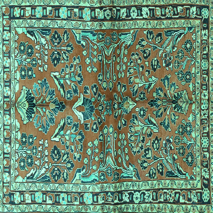 Square Machine Washable Persian Turquoise Traditional Area Rugs, wshtr4348turq