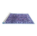 Sideview of Machine Washable Persian Blue Traditional Rug, wshtr4348blu