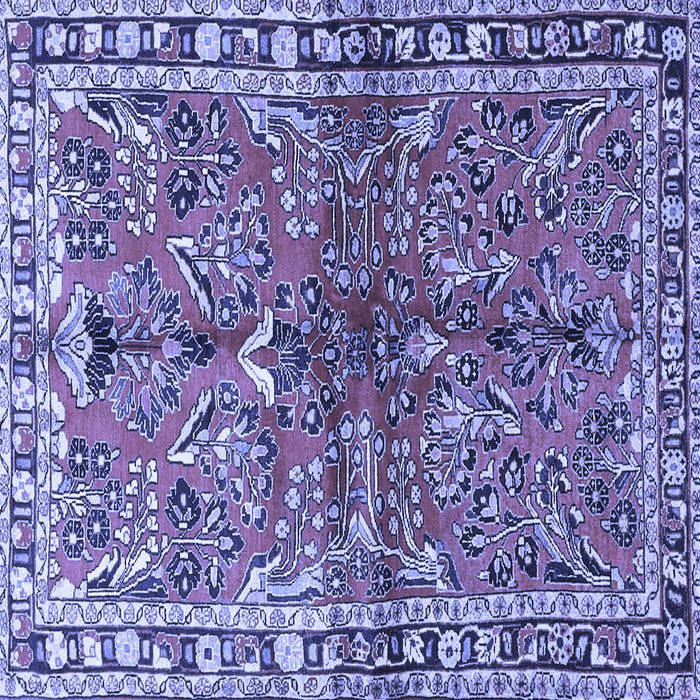 Square Machine Washable Persian Blue Traditional Rug, wshtr4348blu