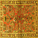 Square Machine Washable Persian Yellow Traditional Rug, wshtr4348yw