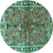 Round Persian Turquoise Traditional Rug, tr4348turq