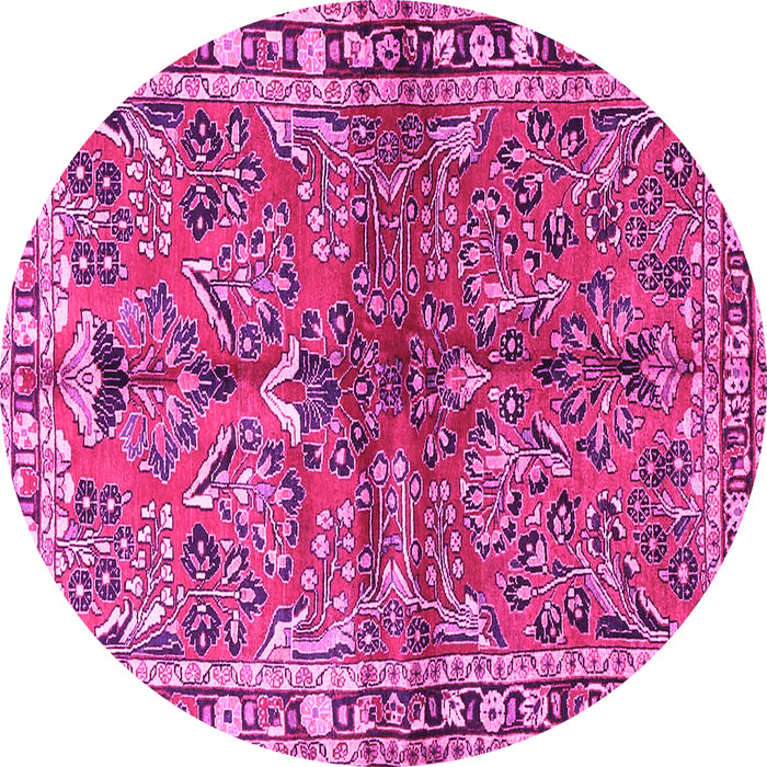 Round Persian Pink Traditional Rug, tr4348pnk