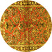 Round Persian Yellow Traditional Rug, tr4348yw