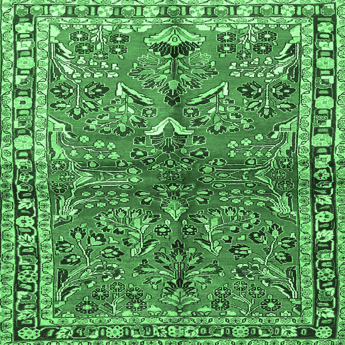 Square Persian Emerald Green Traditional Rug, tr4348emgrn