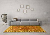 Machine Washable Persian Yellow Traditional Rug, wshtr4348yw