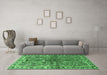 Machine Washable Persian Emerald Green Traditional Area Rugs in a Living Room,, wshtr4348emgrn