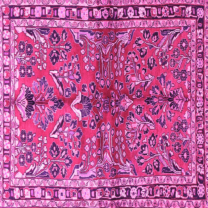 Square Machine Washable Persian Pink Traditional Rug, wshtr4348pnk
