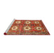 Sideview of Machine Washable Traditional Red Rug, wshtr4349