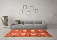 Machine Washable Persian Orange Traditional Rug, wshtr4349org